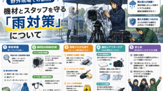 野外現場での鉄則〜機材とスタッフを守る「雨対策」について